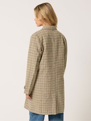 PixieGirl Petite Brown Checked Midi Car Coat - Image 3 of 6