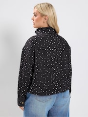 Yours Curve Black Funnel Neck Twill Bomber Jacket - Image 3 of 6