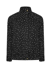 Yours Curve Black Funnel Neck Twill Bomber Jacket - Image 5 of 6