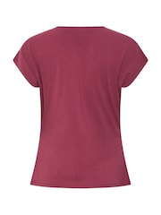 M&Co Red Cotton Rich Short Sleeve Wrap Top - Image 6 of 6