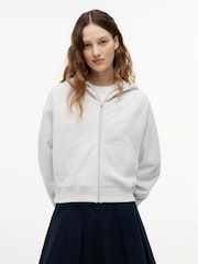 Tommy Jeans Grey Boxy Sueded Terry Zip-Thru Hoodie - Image 1 of 5
