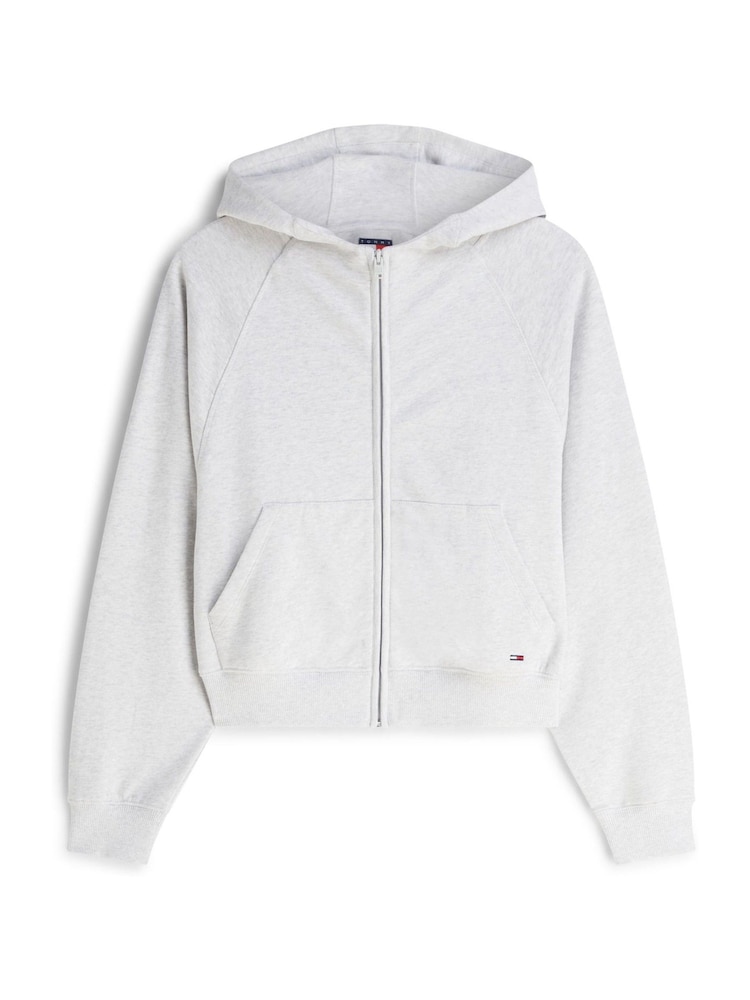 Tommy Jeans Grey Boxy Sueded Terry Zip-Thru Hoodie - Image 5 of 5 Tommy Jeans Grey Boxy Sueded Terry Zip-Thru Hoodie - Image 5 of 5