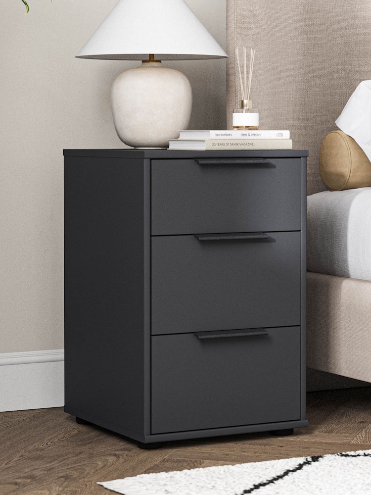 Wiemann Graphite Daytona Matt 3 Drawer Bedside Table - Image 1 of 3