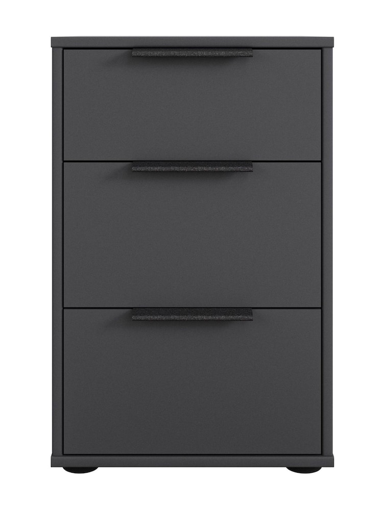 Wiemann Graphite Daytona Matt 3 Drawer Bedside Table - Image 2 of 3