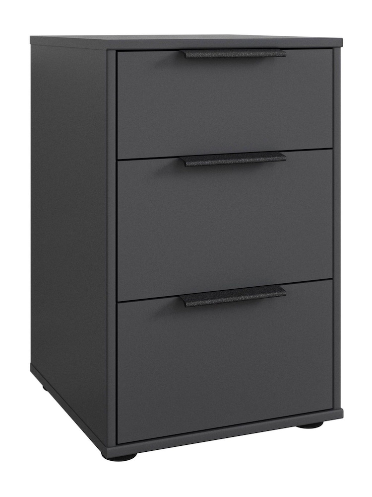 Wiemann Graphite Daytona Matt 3 Drawer Bedside Table - Image 3 of 3