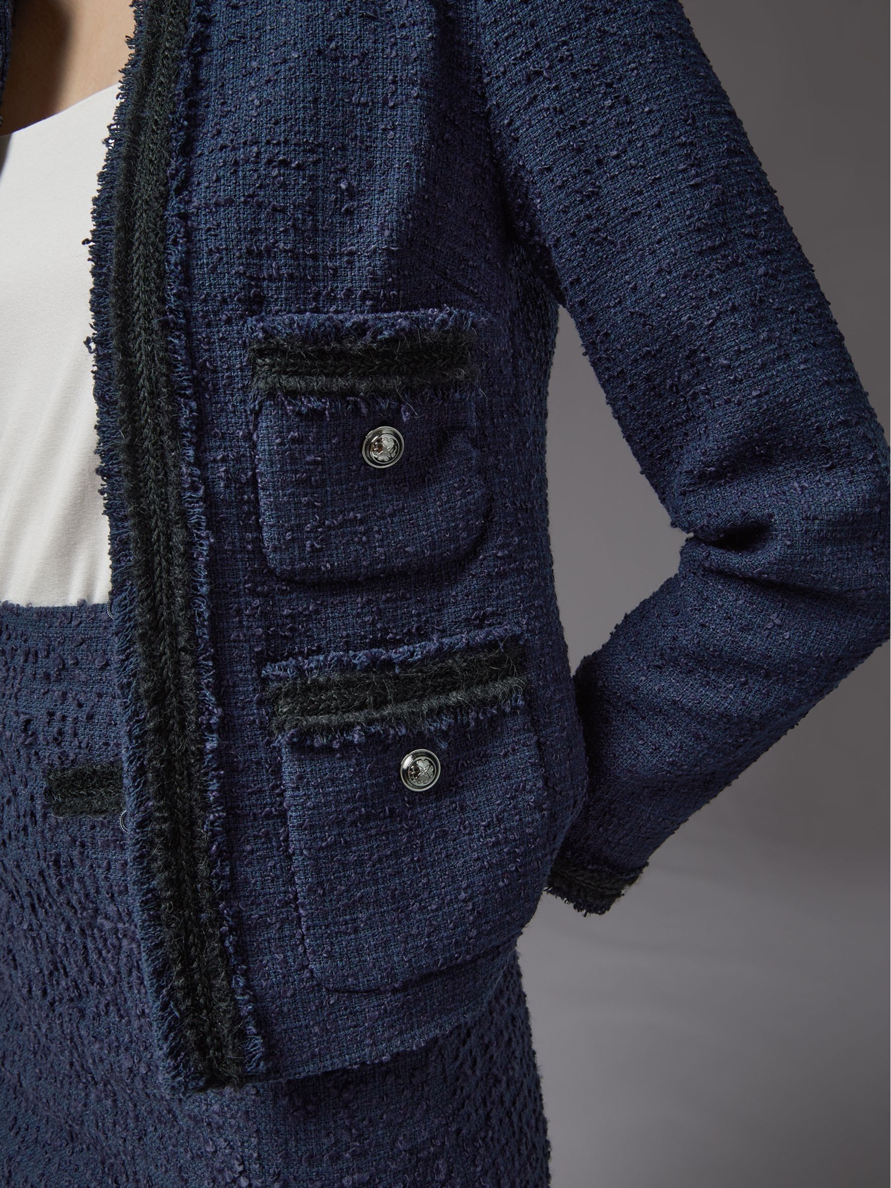 Buy LK Bennett Blue Charlee Cotton Blend Tweed Jacket from Next USA