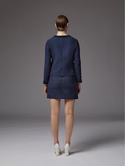 LK Bennett Blue Charlee Cotton Blend Tweed Jacket - Image 3 of 5