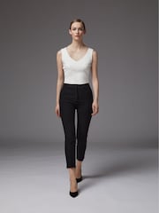 LK Bennett Black Slim Cut Crepe Wiley Trousers - Image 1 of 5