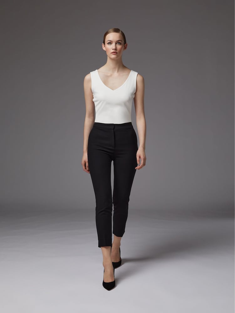 LK Bennett Black Slim Cut Crepe Wiley Trousers - Image 1 of 5