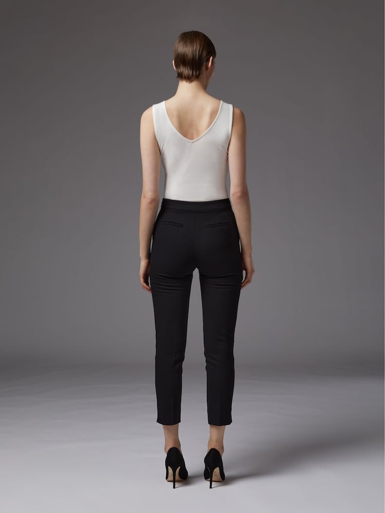 LK Bennett Black Slim Cut Crepe Wiley Trousers - Image 2 of 5
