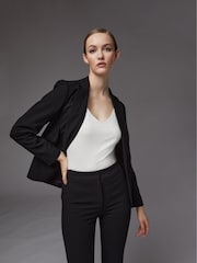 LK Bennett Black Slim Cut Crepe Wiley Trousers - Image 3 of 5
