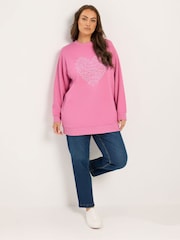 Yours Curve Pink Heart Sweatshirt - Image 2 of 6