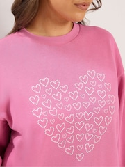 Yours Curve Pink Heart Sweatshirt - Image 4 of 6