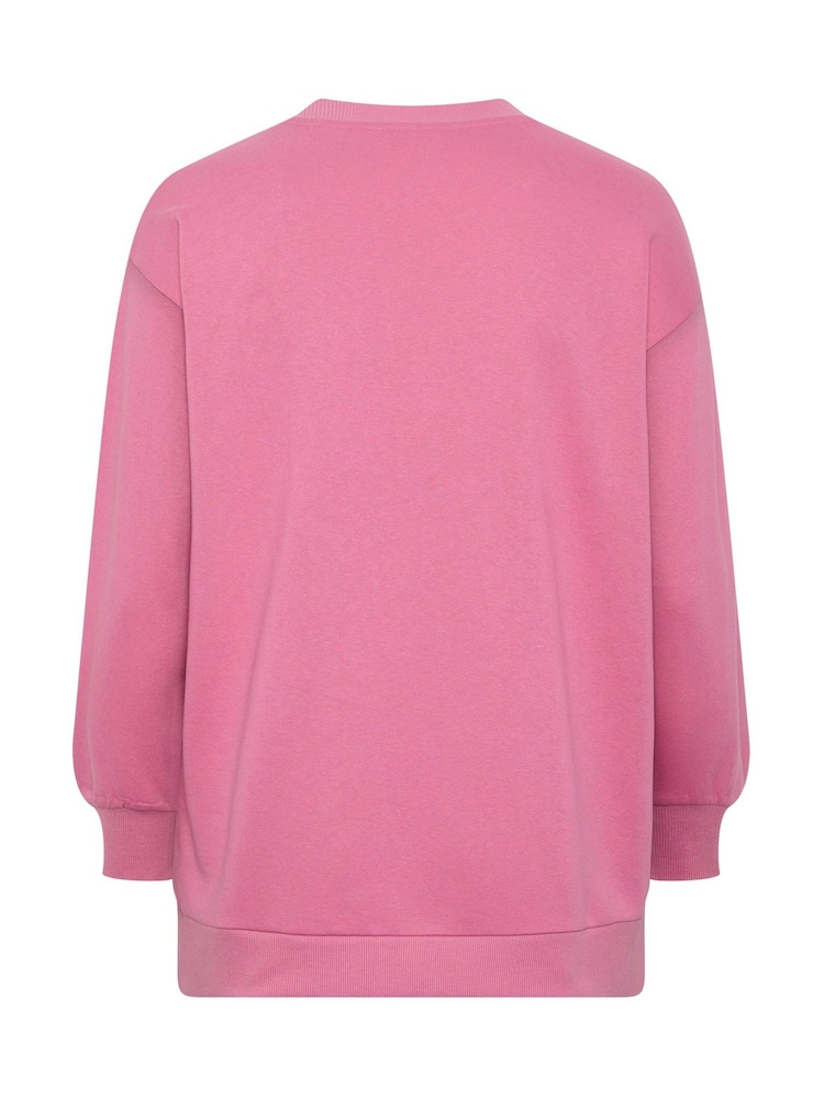 Yours Curve Pink Heart Sweatshirt - Image 6 of 6