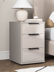 Wiemann Pebble grey Daytona Glass 3 Drawer Bedside Table - Image 1 of 3