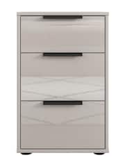 Wiemann Pebble grey Daytona Glass 3 Drawer Bedside Table - Image 2 of 3