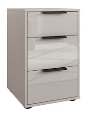 Wiemann Pebble grey Daytona Glass 3 Drawer Bedside Table - Image 3 of 3