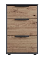 Wiemann GraphiteNatural Daytona Matt 3 Drawer Bedside Table - Image 2 of 3