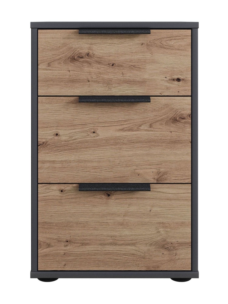 Wiemann GraphiteNatural Daytona Matt 3 Drawer Bedside Table - Image 2 of 3