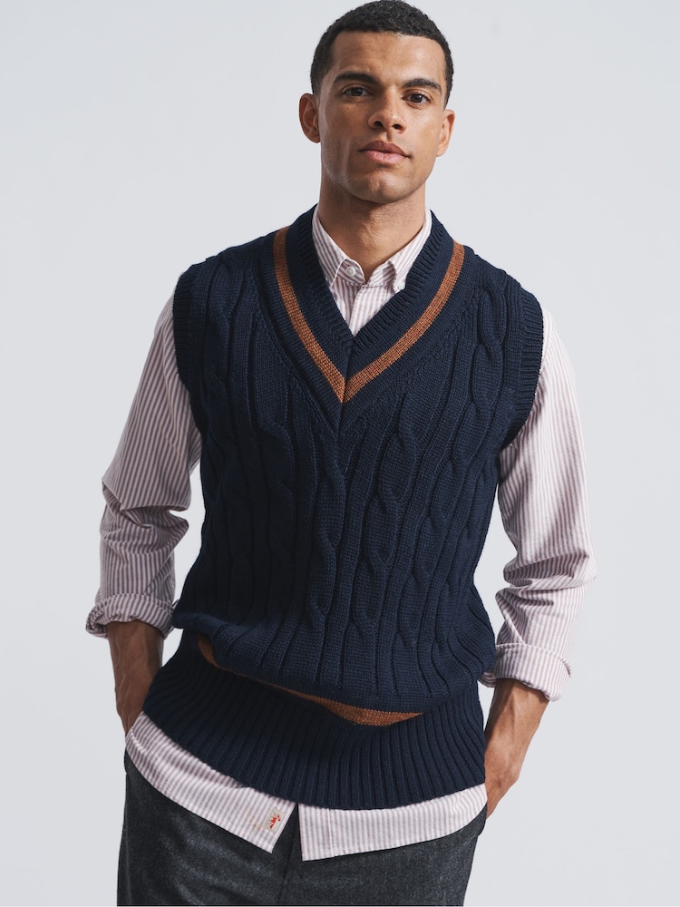 Aubin Blue Hobbs Cricket Wool Slipover - Image 1 of 5