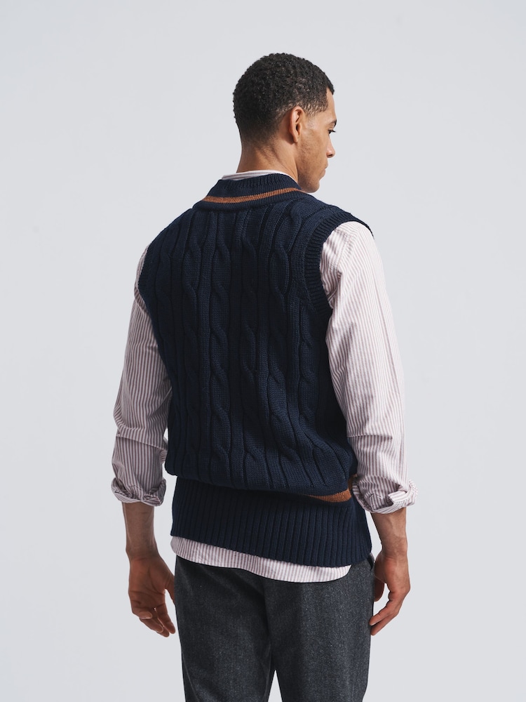Aubin Blue Hobbs Cricket Wool Slipover - Image 2 of 5