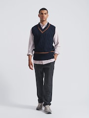 Aubin Blue Hobbs Cricket Wool Slipover - Image 3 of 5