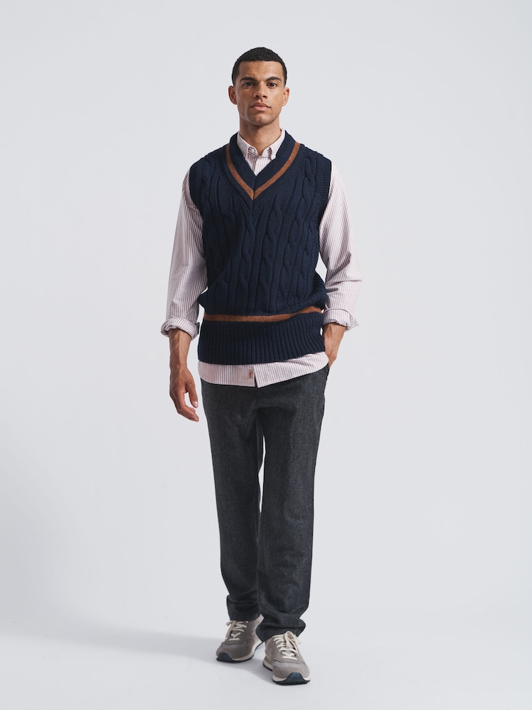 Aubin Blue Hobbs Cricket Wool Slipover - Image 3 of 5