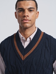 Aubin Blue Hobbs Cricket Wool Slipover - Image 4 of 5