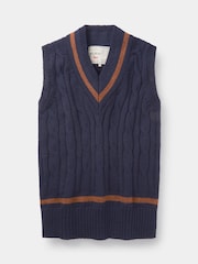 Aubin Blue Hobbs Cricket Wool Slipover - Image 5 of 7