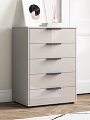 Wiemann Pebble grey Daytona Glass 5 Drawer Chest - Image 1 of 3