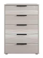 Wiemann Pebble grey Daytona Glass 5 Drawer Chest - Image 2 of 3
