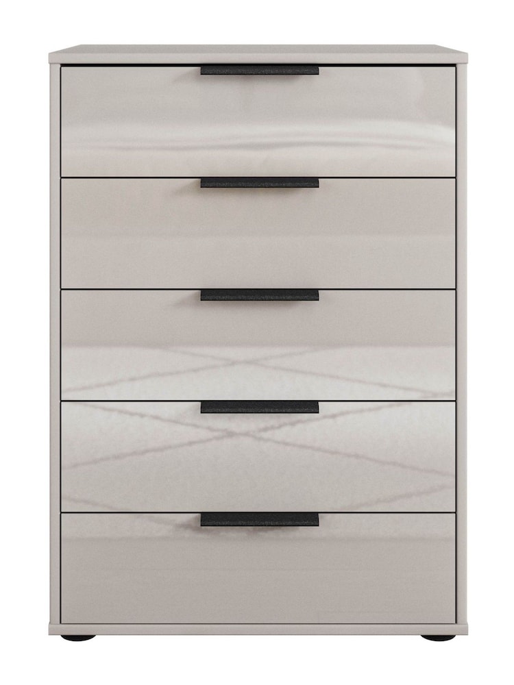 Wiemann Pebble grey Daytona Glass 5 Drawer Chest - Image 2 of 3