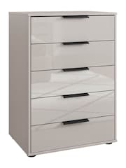 Wiemann Pebble grey Daytona Glass 5 Drawer Chest - Image 3 of 3
