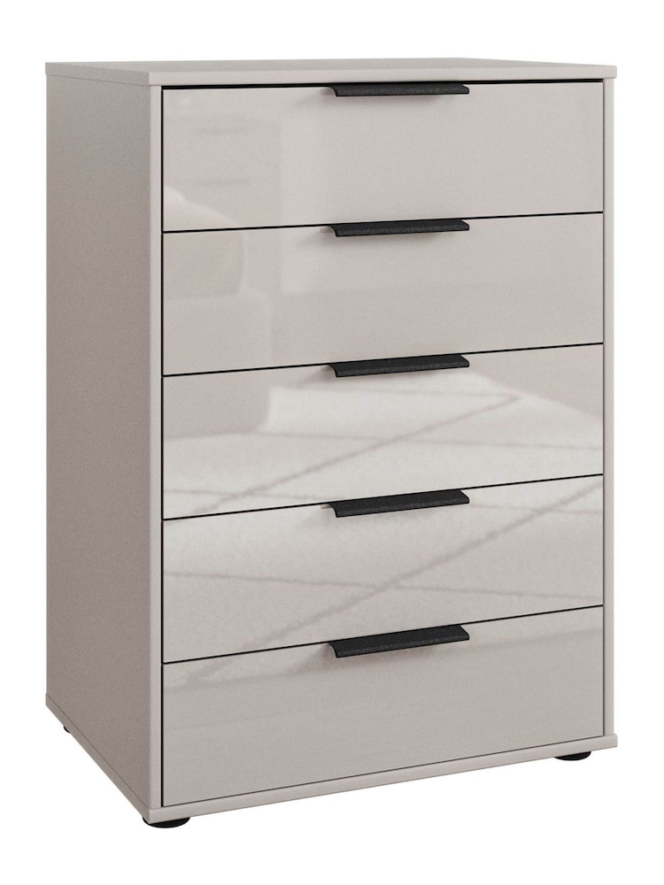 Wiemann Pebble grey Daytona Glass 5 Drawer Chest - Image 3 of 3
