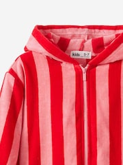 Cotton On Red Kids Zip Thru Hooded Towel - Image 3 of 3