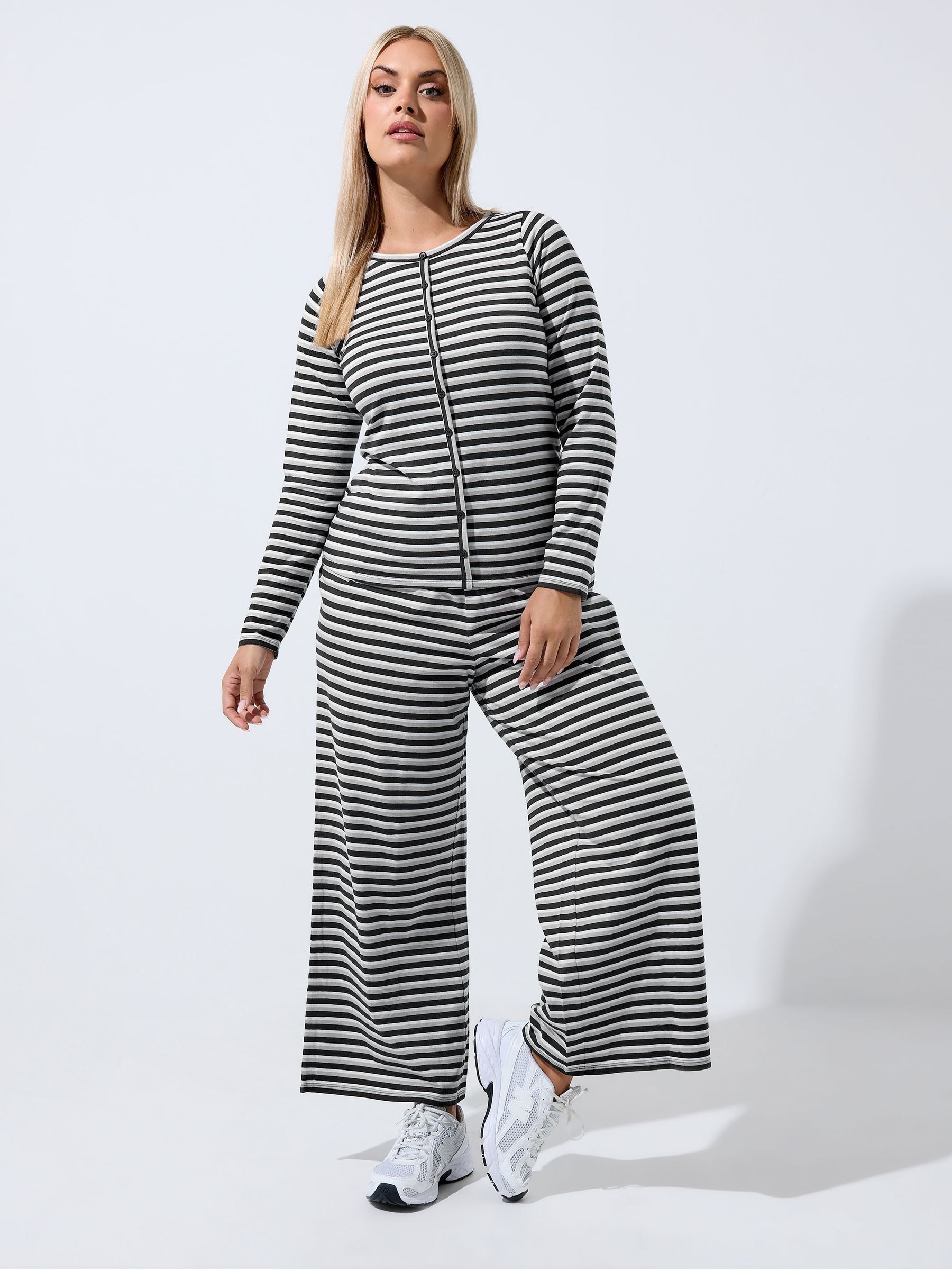 Buy Yours Curve Black Limited Stripe Button Top from Next USA