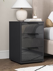 Wiemann Graphite Daytona Glass 3 Drawer Bedside Table - Image 1 of 3