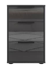 Wiemann Graphite Daytona Glass 3 Drawer Bedside Table - Image 2 of 3