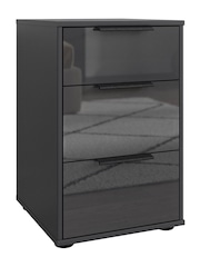 Wiemann Graphite Daytona Glass 3 Drawer Bedside Table - Image 3 of 3