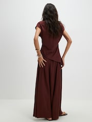 River Island Brown Linen Look Midi Skirt - Image 3 of 4