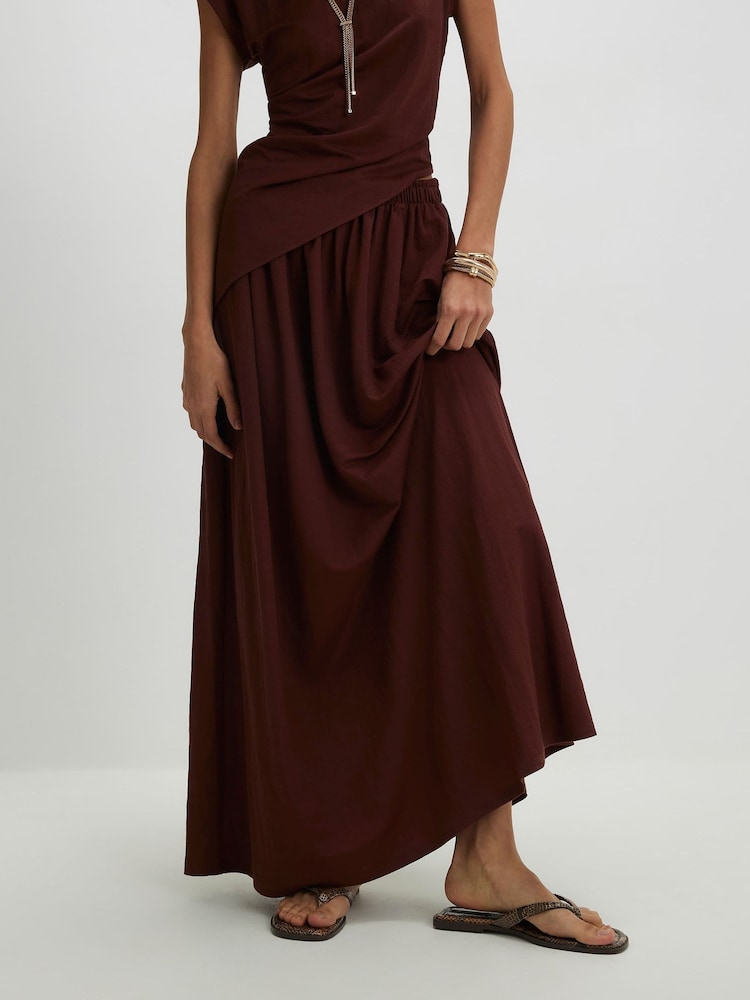 River Island Brown Linen Look Midi Skirt - Image 4 of 4
