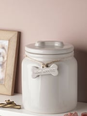 White Ceramic Pet Treat Jar - Image 1 of 3