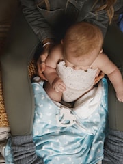 The Little Tailor Blue Baby Soft Jersey 100% Cotton Bunny Print Blanket - Image 2 of 7