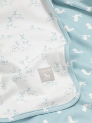The Little Tailor Blue Baby Soft Jersey 100% Cotton Bunny Print Blanket - Image 3 of 7