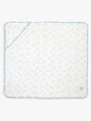 The Little Tailor Blue Baby Soft Jersey 100% Cotton Bunny Print Blanket - Image 4 of 7