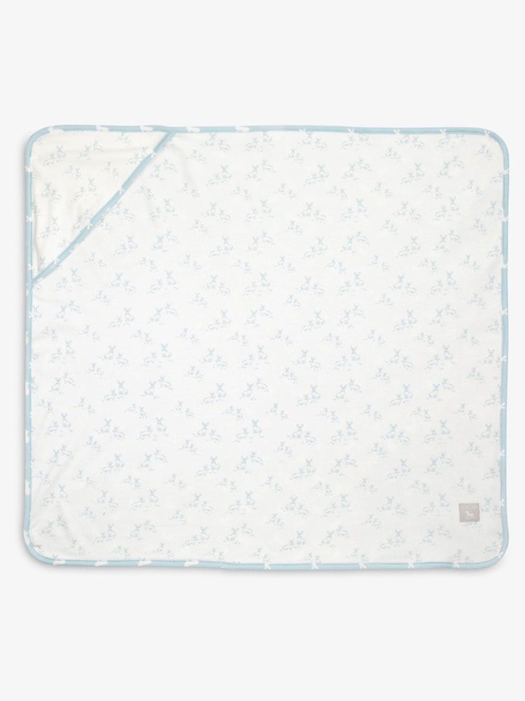The Little Tailor Blue Baby Soft Jersey 100% Cotton Bunny Print Blanket - Image 4 of 7