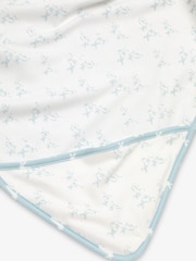 The Little Tailor Blue Baby Soft Jersey 100% Cotton Bunny Print Blanket - Image 6 of 7