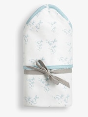 The Little Tailor Blue Baby Soft Jersey 100% Cotton Bunny Print Blanket - Image 7 of 7