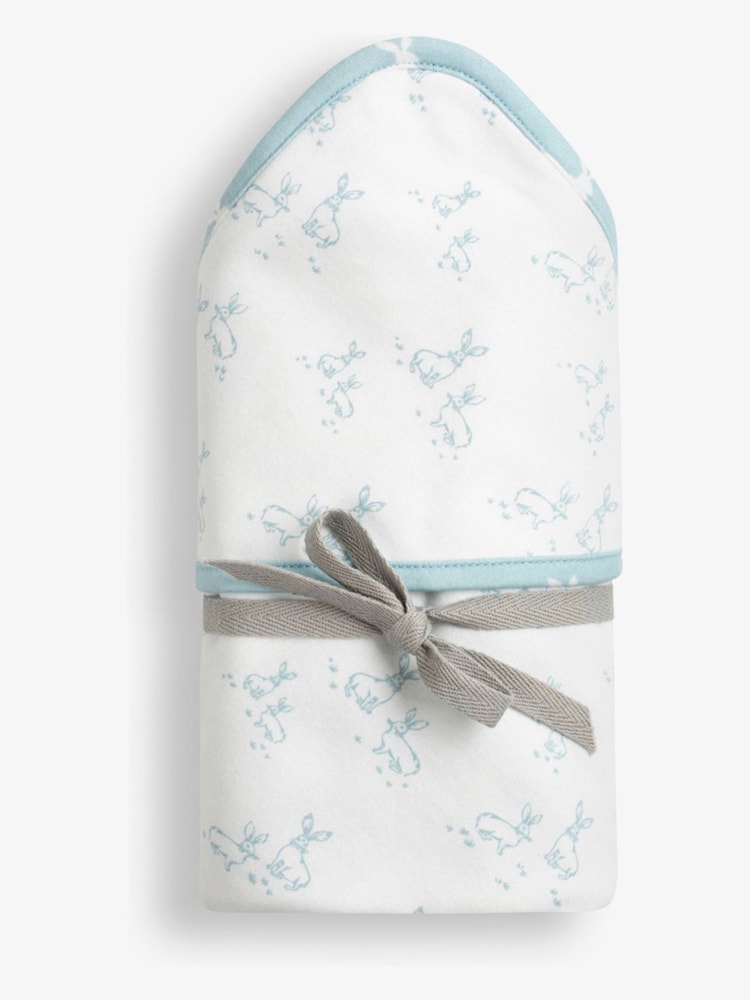 The Little Tailor Blue Baby Soft Jersey 100% Cotton Bunny Print Blanket - Image 7 of 7