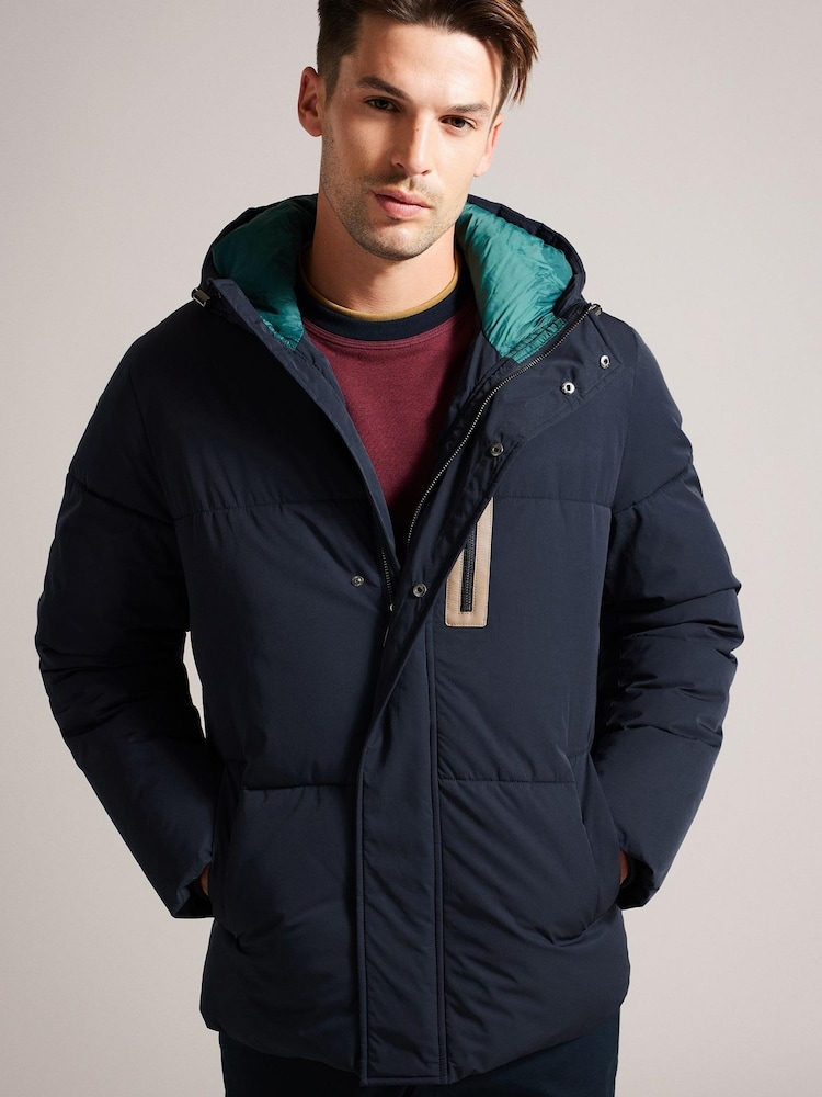 Ted Baker Blue Kinmont Short Hooded Puffer Jacket - Image 1 of 6